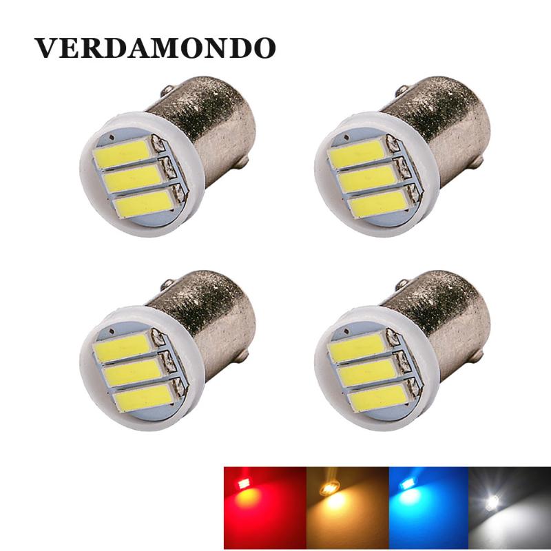 

4pcs BA9S T4W 3 LED 7020 SMD Car Interior Lights Reading Dome Lamp Map Lighting Auto Bulbs DC 12V Cold White Yellow Red Blue, As pic