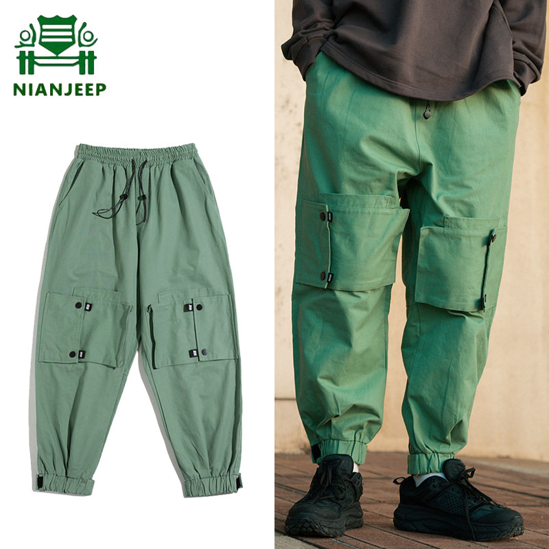 

Hip Hop Cargo Pants Men Black Loose Streetwear Multi-pocket Trousers Male Cotton Joggers Harajuku Harem pant Casual Sweatpants