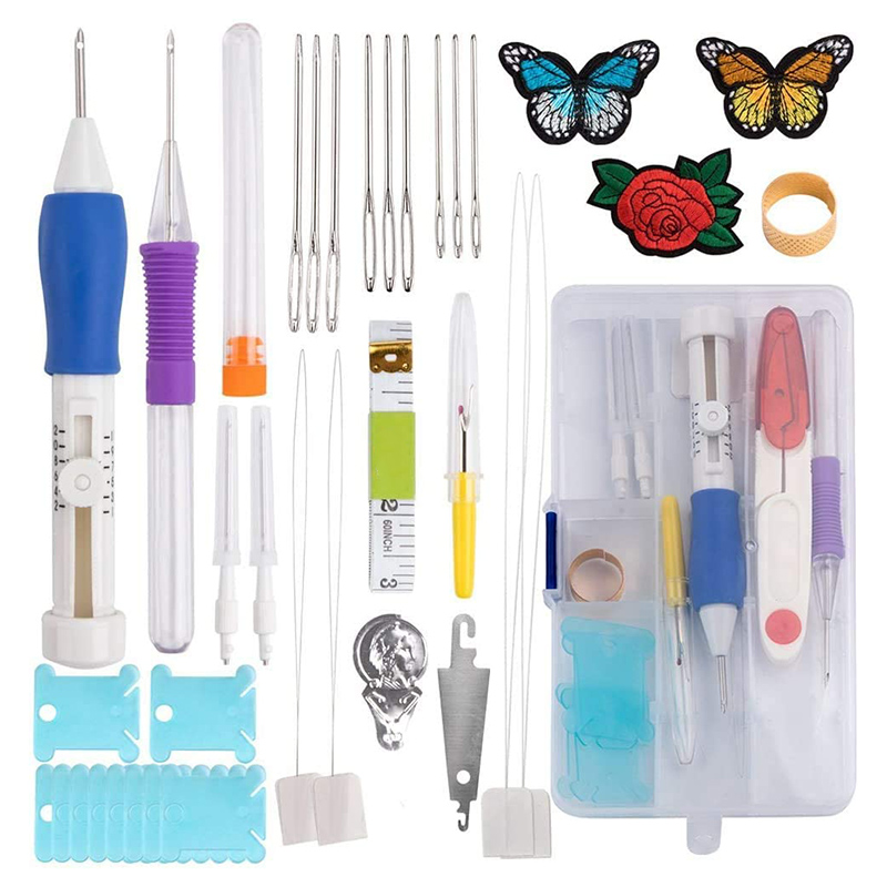 

Punch Needle Embroidery Set Craft Tools Set with 100 Colors Threads for DIY Sewing and Cross Stitch Project J99Store