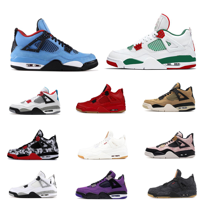 

New 4s Men Basketball Shoes Jumpman 4 Loyal Blue Mushroom Trainers UNC White Cement Rasta Retroes Sneakers Cool Grey shoes, Color 14