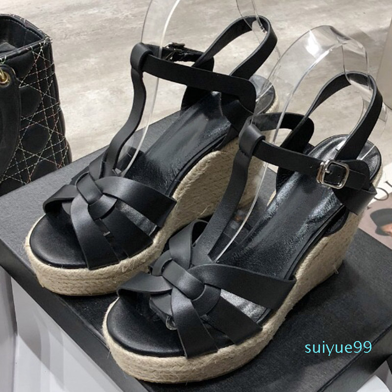 

Hot Sale-Woman Sandals Shoes Women Pumps Platform Wedges Heel Fashion Casual Loop Bling Star Thick Sole Women Shoes, Black
