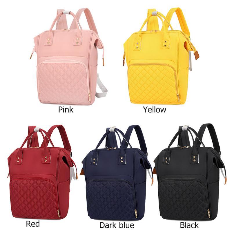 

Fashion Solid Color Mommy Travel Backpacks Large Capacity Nylon Maternity Nappy Top-handle Bags Baby Care Nursing Diaper Packs, Black