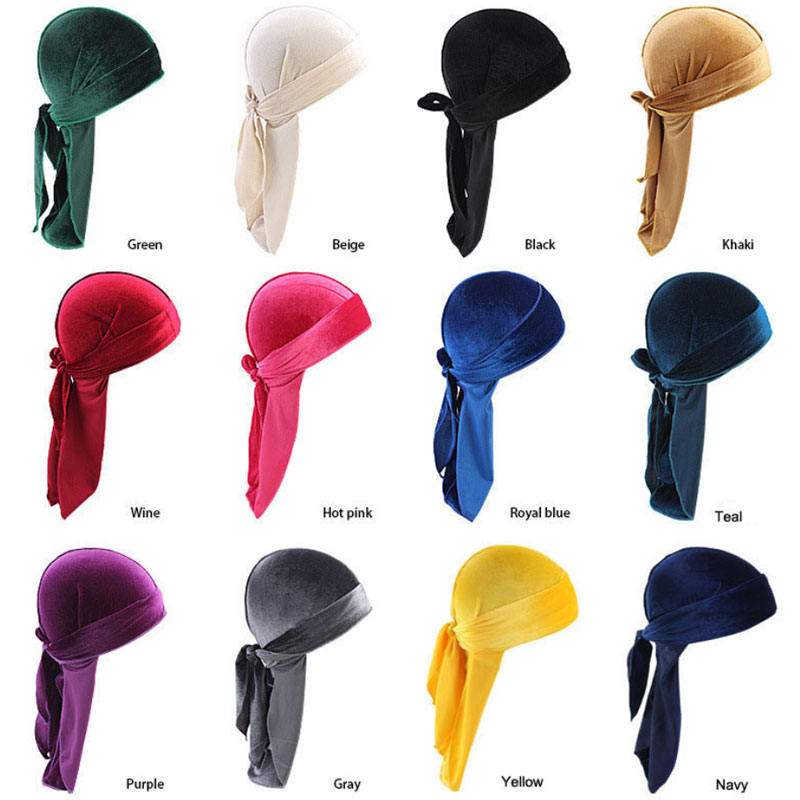 

Women Men Pure Color Winter Headband Pirate Hat Bandanas Velvet Headwear Hip hop Caps Hair Accessories, Mixed colors