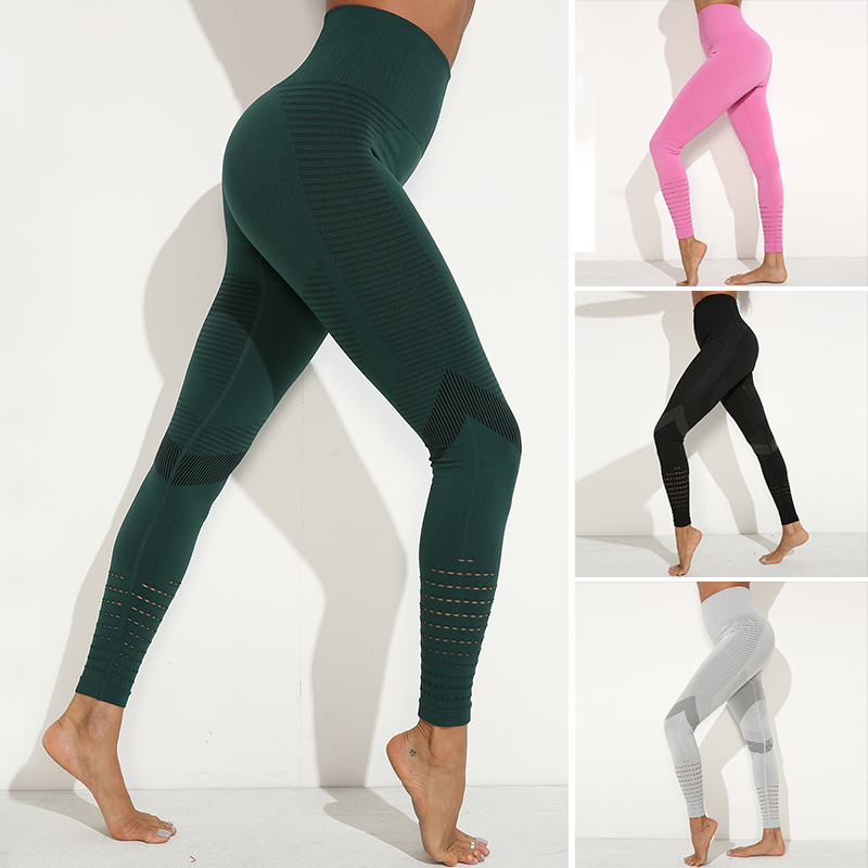 

Women' Seamless Hollow Moisture Absorbing Sweat Sports Fashion Fitness Yoga Pants, Black