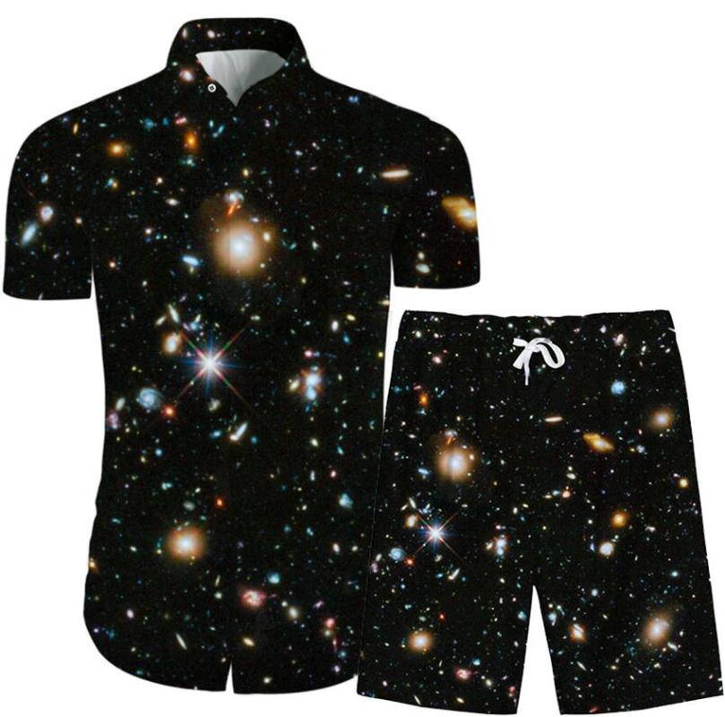 

KISSQIQI Men Shirt Suits New Summer Mens Shirtsuit Sets Men 3D Short Sleeve Casual Creative Printed Suit Maximum Size 3XL