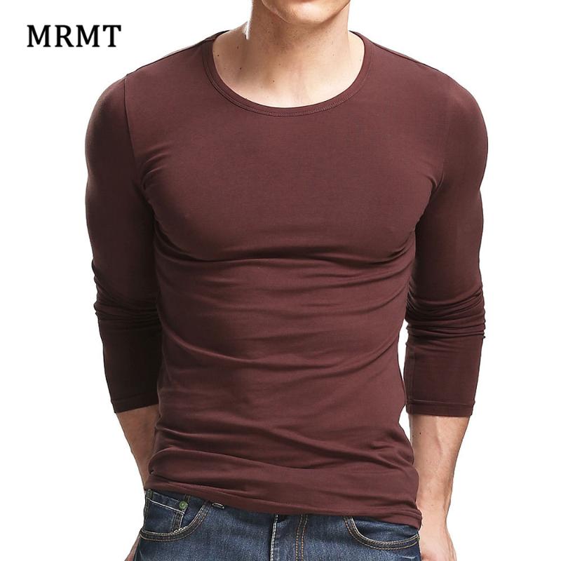 

MRMT 2020 Lycra Cotton Men' T-Shirt 5XL Long Sleeved T Shirt Men Pure Color Casual Mens Long Sleeve Tshirt For Male, O white