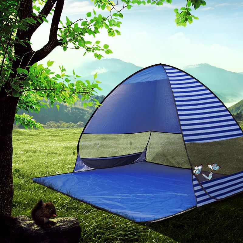 

Automatic No-Build Folding Beach Sunshade Tent Quickly Open Outdoor Printing Striped Factory OEM Production Wholesale