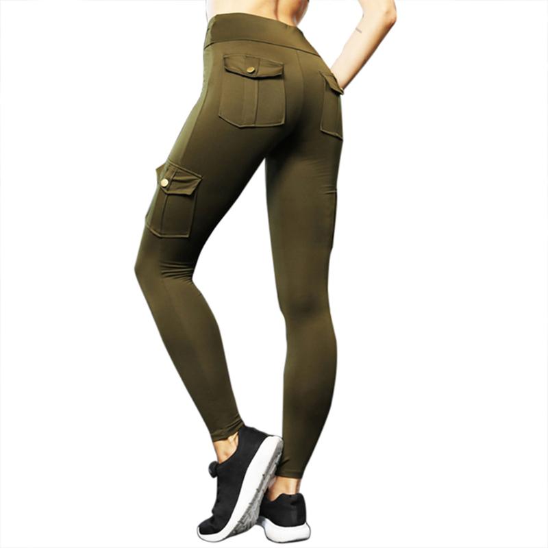 

NEW Women Elastic Yoga Leggings Sports Hips Lift Long Pants with Multiple Pockets, Black