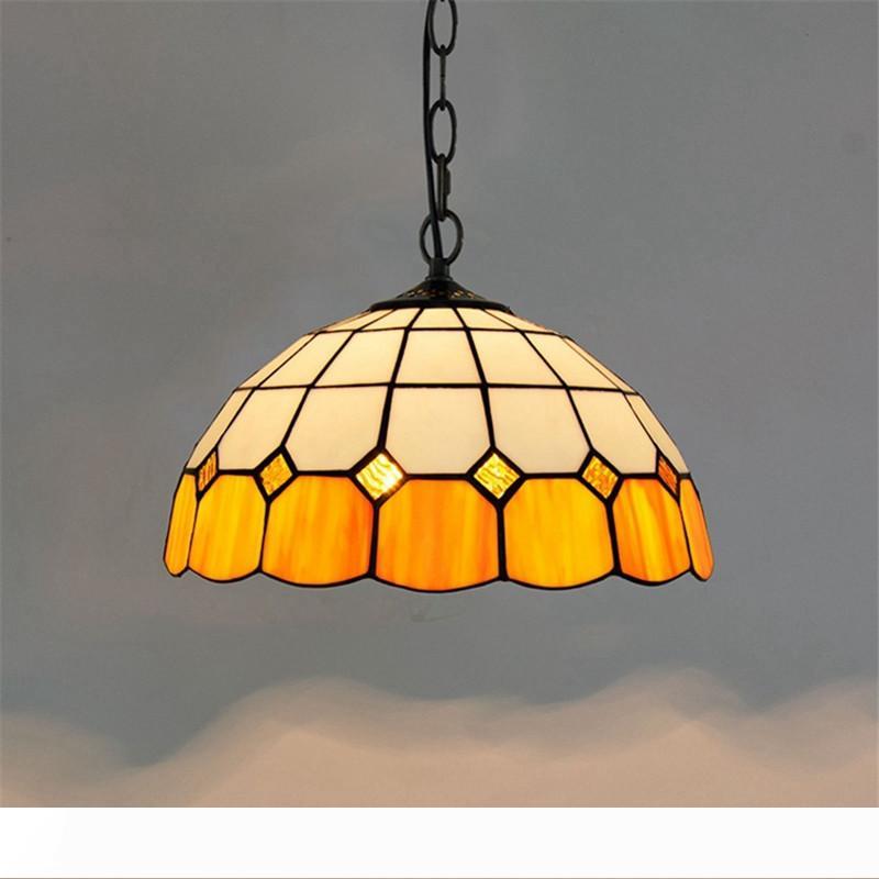 

European simple Mediterranean creative glass lamp Tiffany stained glass retro restaurant bedroom bar orange chandelier TF069