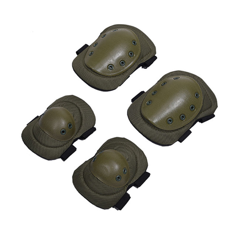 

4 Pcs Sports Knee Elbow Protector Adult Tactical Hunting Combat Protective Pad Set Professional Gear Elbow & Knee Pads, Army green