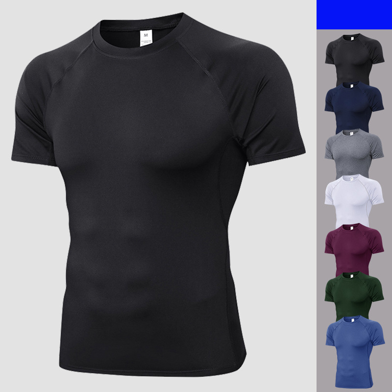 

Quick Dry Compression Sport T-Shirts Fitness Gym Running Shirts Tees Bodybuilding Sport Shirts Tops Gym Men T-Shirt, White