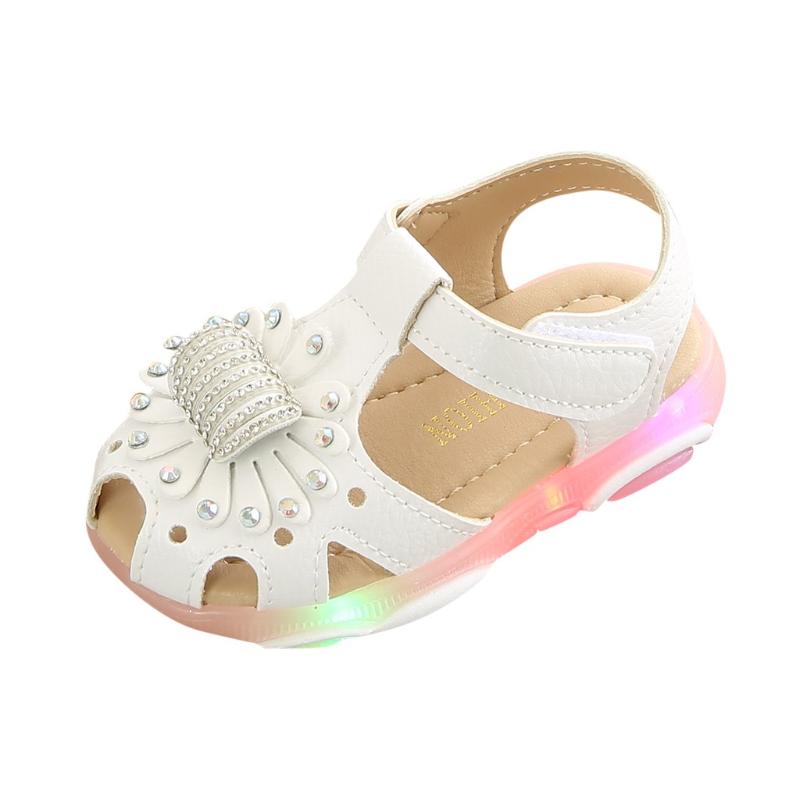 

Summer Beach Sandals Kids Shoes Outdoor Crystal Flower Led Light Luminous Kid Shoes Children girls Toddler Rubber Sole, Pink