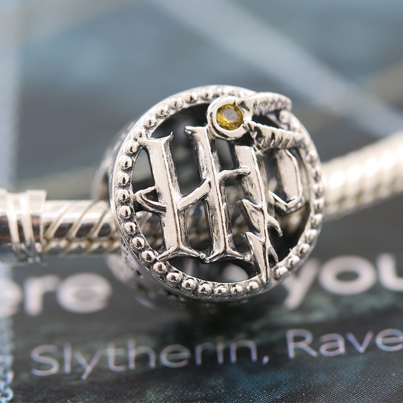 

2020 Release S925 Sterling Silver Harry potter College logo Snitch beaded Charm beads Fits European Pandora Bracelets Necklace
