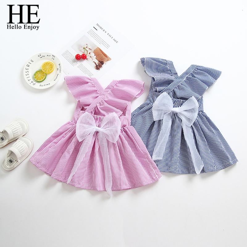 

Hello Enjoy Children Girls Dress 1st Birthday Stripe Bow Sundress Toddler Lace Wedding Baby Girl Princess Dress 1 2 3 4 5 Year, Blue