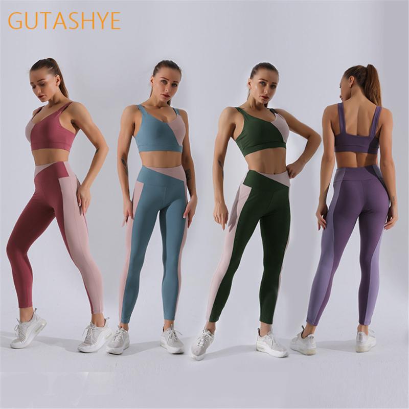 

seamless hyperflex workout set sport leggings and top set yoga outfits for women sportswear athletic clothes gym sets 2 piece, Set black