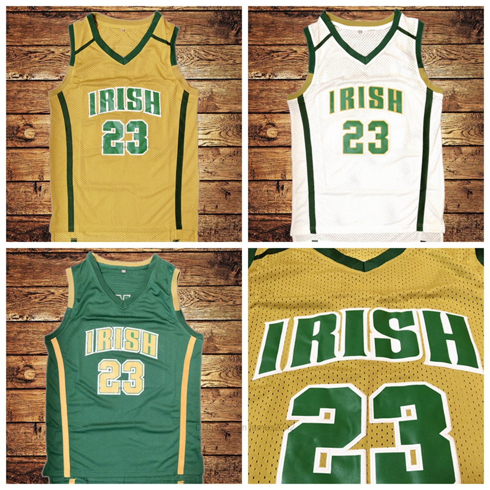 

Ship From US #St Vincent Mary High School Irish Basketball Jersey All Stitched White Green Yellow Jerseys Size S-3XL, James #23 yellow