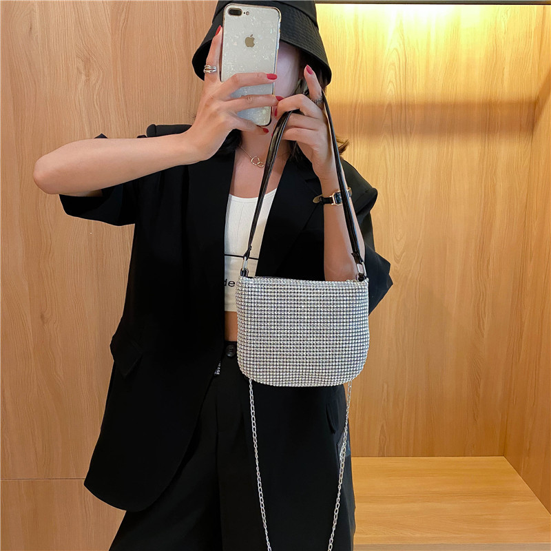 

women's bag 2020 new fashion all-match dinner bucket bag women's chain single shoulder diagonal, Black