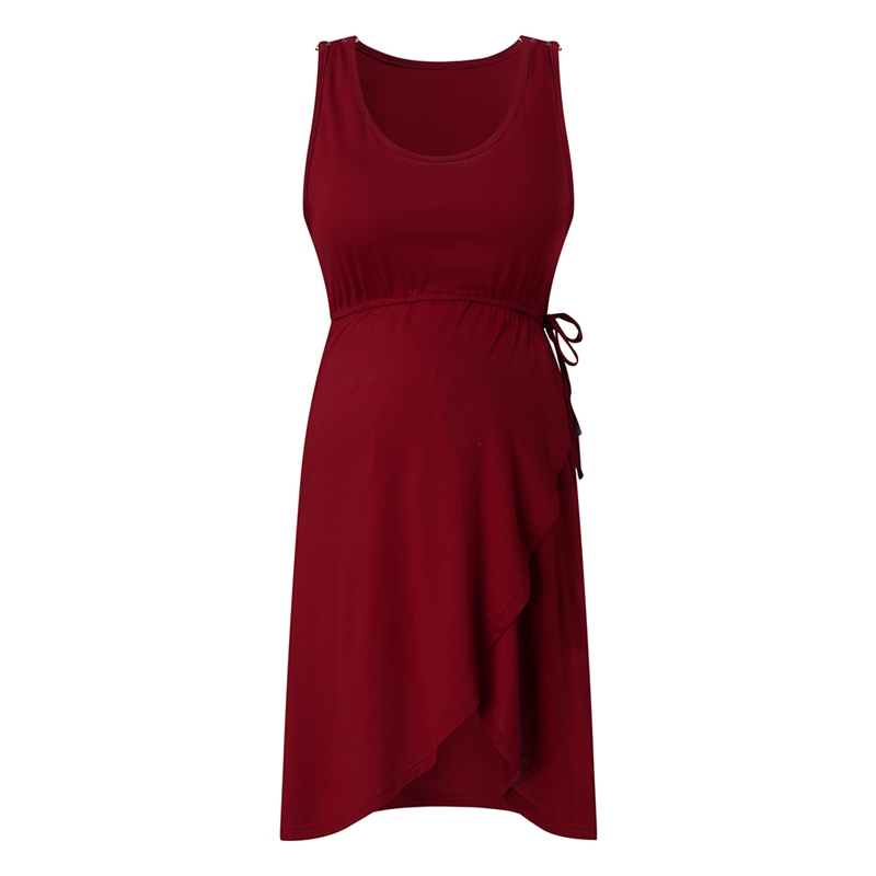 

Maternity Dress Women Maternity Sleeveless Delivery Nursing Baby Nightdress Breastfeeding Dress, Black