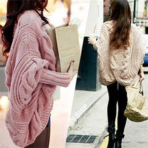 

Wholesale-Winter Spring Coarse Wool Cardigan Women Brand Fashion Full Batwing Sleeve Sweaters Casual Women's Clothing 8 Colors1, Black