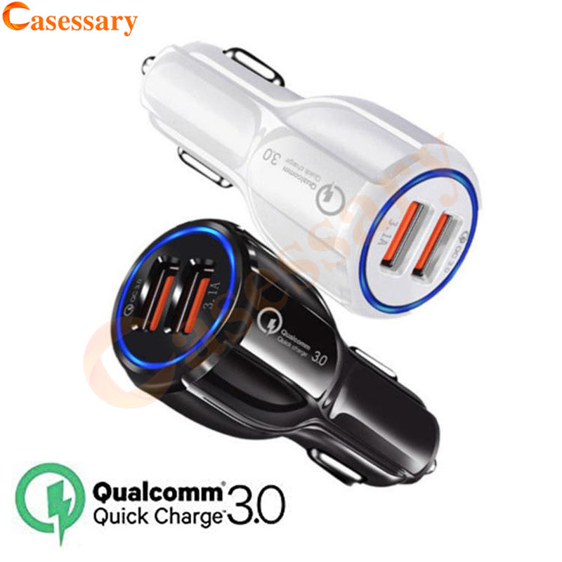 

QC3.0 CE FCC ROHS Certified Qualcomm Quick Charge Dual 2 USB Port Fast Car Charger for iPhone iPad Samsung LG Motorola Huawei
