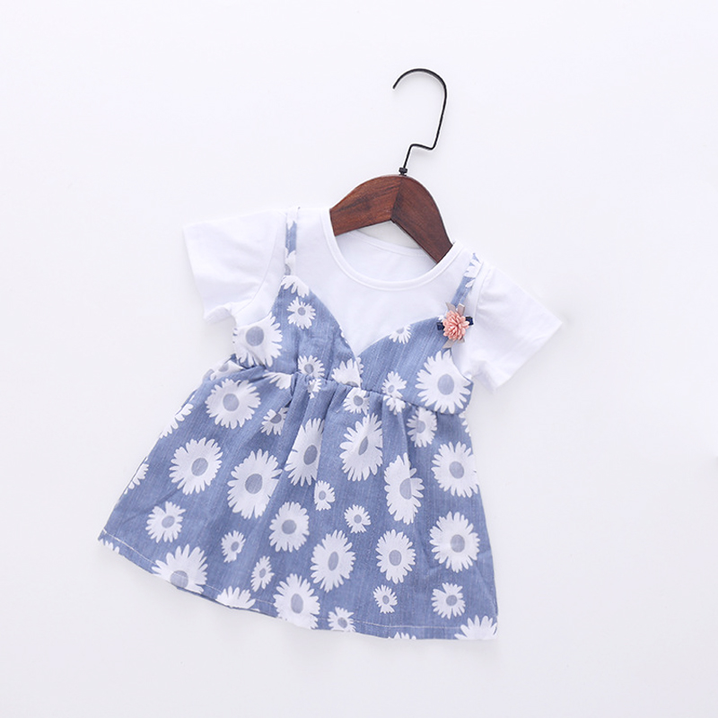 

Flofallzique Baby Dresss For Girls Short Sleeve Round-neck Daisy Cute Fashion Beautiful Comfortable Child Clothes, Yellow