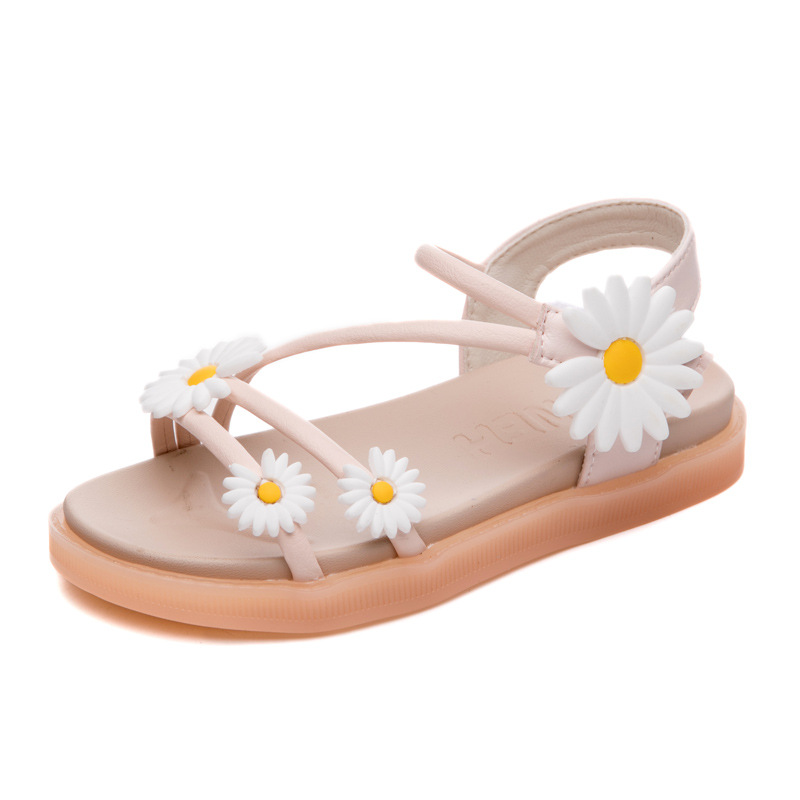 

2020 new big boy summer fashion sandals little girl princess flower shoes kids beach sandals 4 5 6 7 8 9 10 11 12, Beige