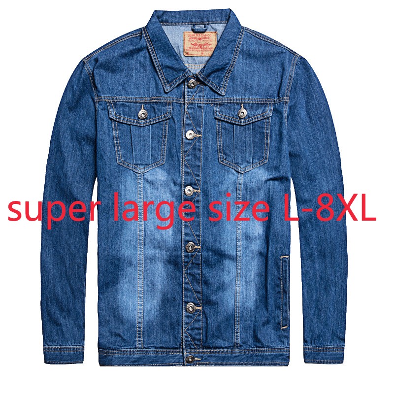 

New Arrival Super Large Men Loose Denim Jacket Autumn Coat Casual Single Breasted Plus Size  XL 2XL 3XL 4XL 5XL 6XL 7XL 8XL