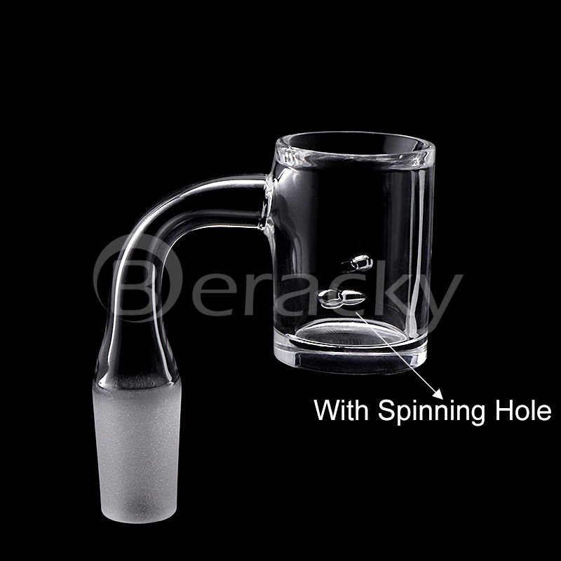 

New Beveled Edge Quartz Banger With Spinning Hole 3mm Wall 25mmOD 10mm 14mm 18mm 45&90 Male Female Quartz Bangers Nails For Dab Rigs