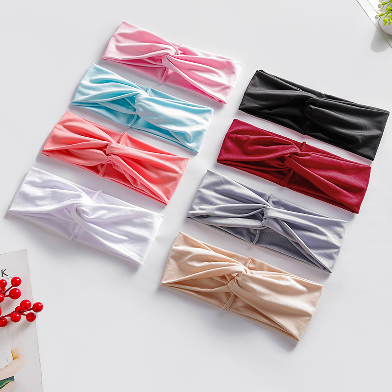 

New Women Solid Color Sport Yoga Cross Headband Stretch Outdoor Fitness Head Bands Hair Elastic Bands