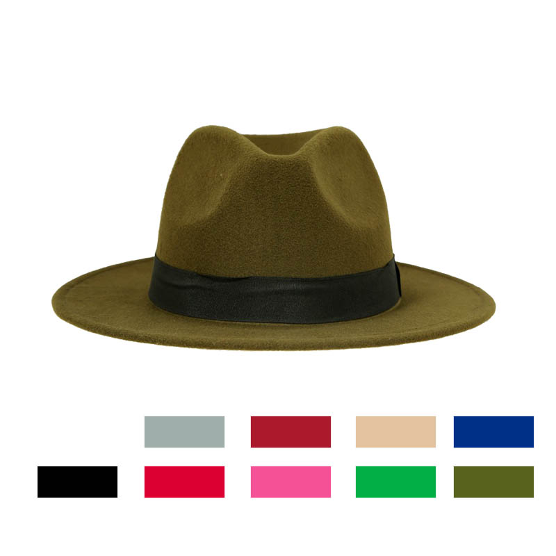 

Vintage unisex wool Jazz hats large brim felt cloche cowboy panama fedora hat for women black red trilby fedoras, White