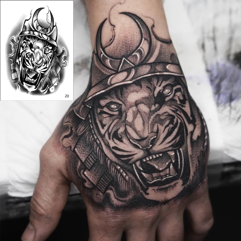 

Temporary tatoo men horror king tiger temporary tattoo boy waterproof hand tatoo rose mouth robot tattoo sticker water transfer