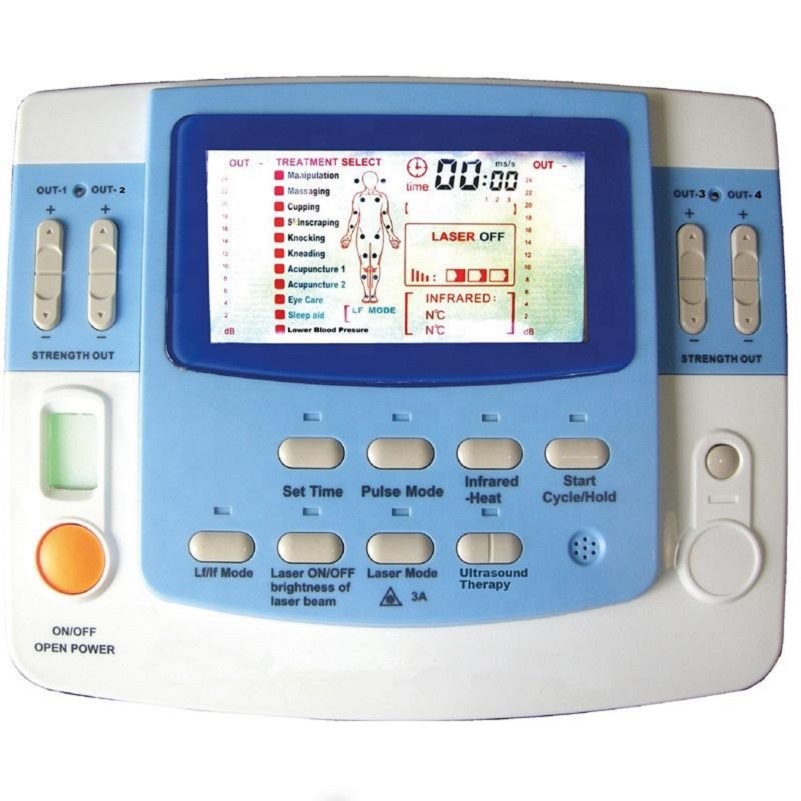 Full body massager low frequency 9 channel multi physiotherapy therapy ultrasound tens ems machine with laser heating e-cup-image-554441328