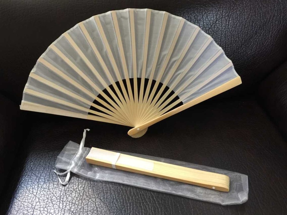 white silk fan wedding favors