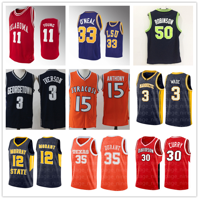 

Allen Iverson NCAA Kevin Durant Jersey Ja Morant Charles Dwyane Wade James ROBINSON YOUNG O'NEAL Curry Anthony Basketball Jerseys
