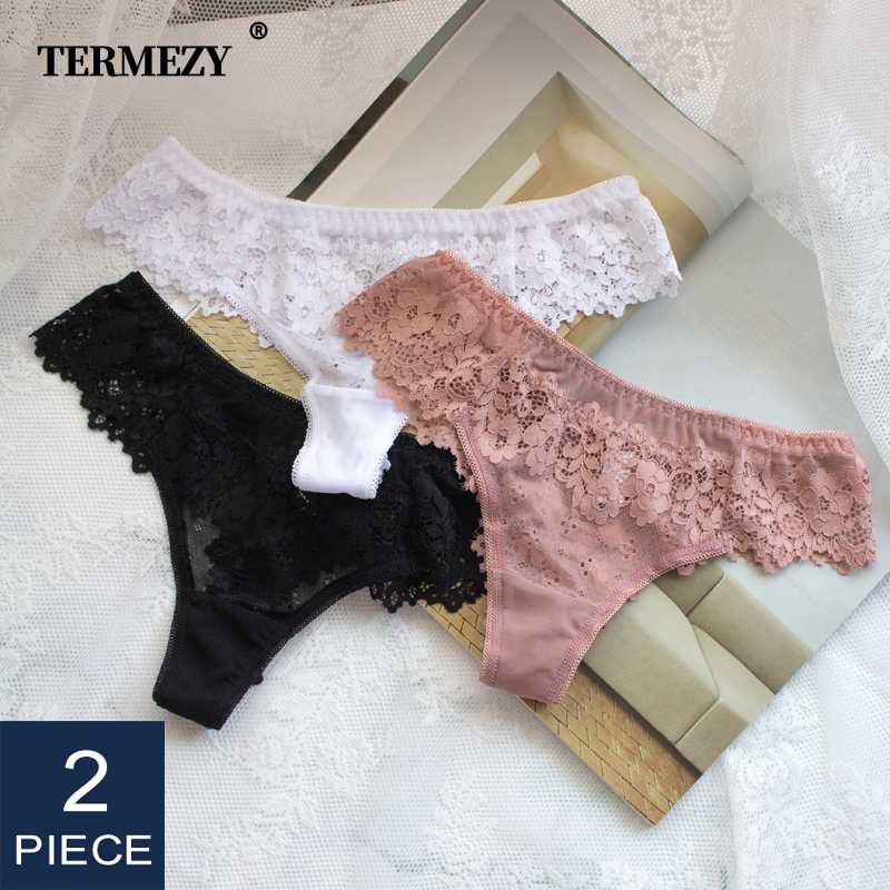 

2Pcs/lot Women Sexy Lace Lingerie Temptation Low-waist Panties Embroidery Thong Transparent Hollow out Underwear Free shipping, Ce