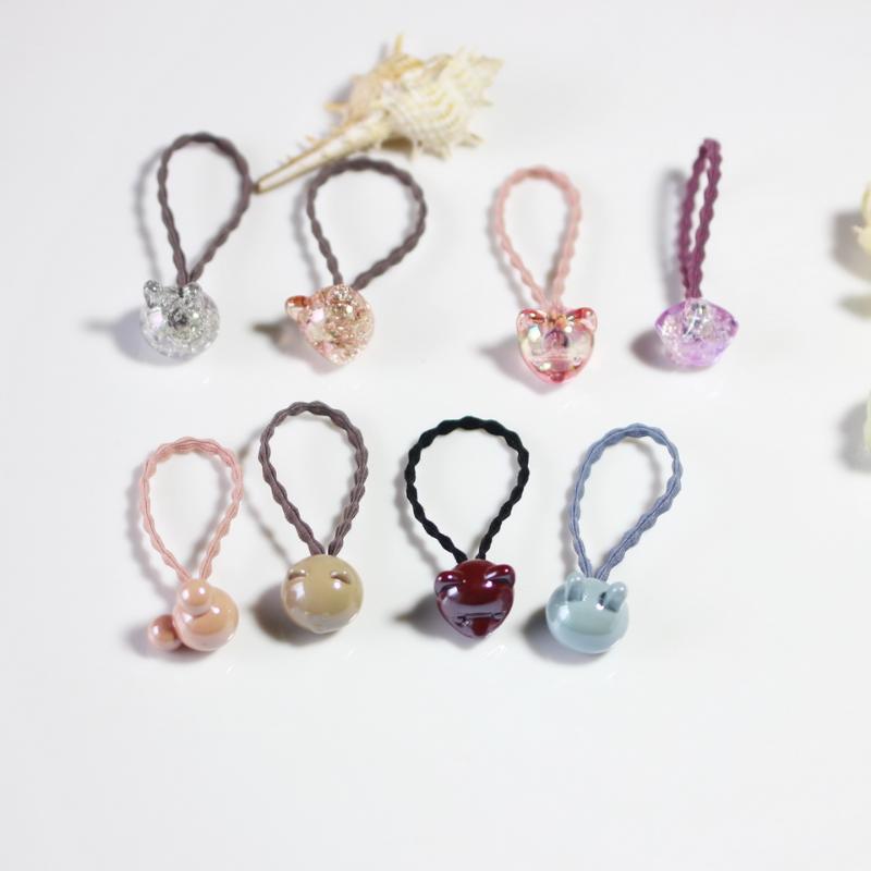 

2pcs elastcl hair bands Headdress Hair Rope Kids Girl accessories bear clips isnice ornament, Light pink mikey