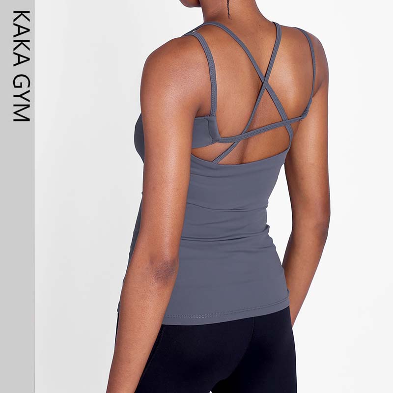 

Breathable High Elasticity Slim Fit Yoga tank top Femme Quick Drying Fitness vest Sexy Solid Running top Women' workout shirt, Black