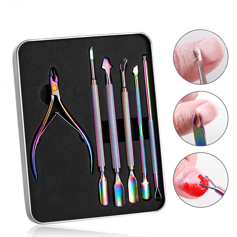 

New Nail Clippers Set Colorful Manicure Kits Stainless Steel Acne Clip Acne Needles Nail Scissors Tweezers Beauty Tool Kit