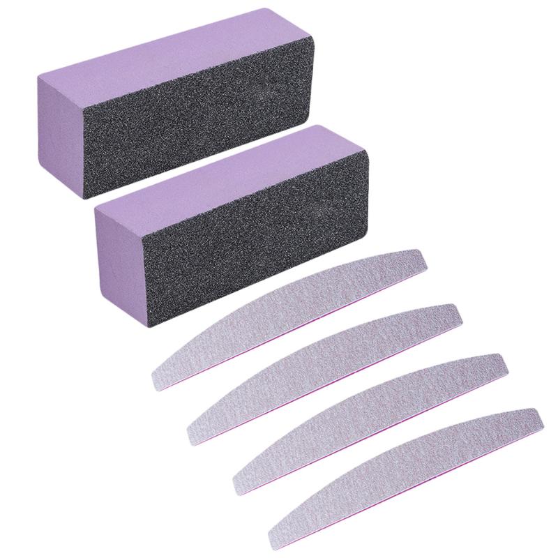 

6pcs Three Side Sponge Nail Buffers Sanding Blocks Nail Files Manicure Polishing Tools (Purple
