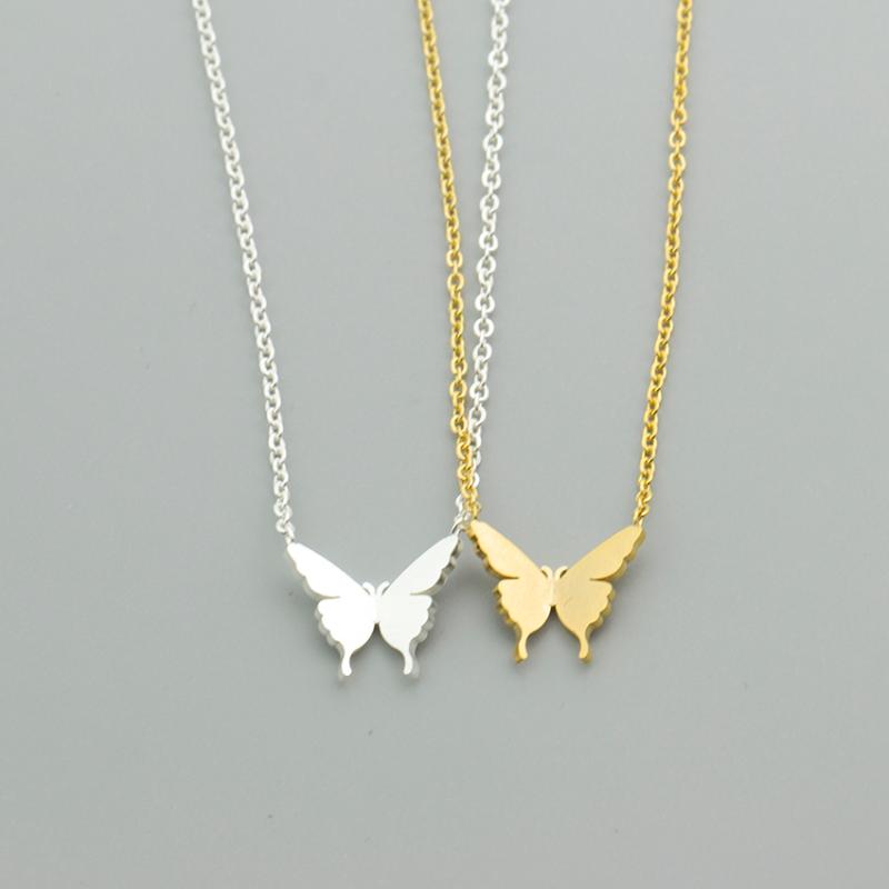

Stainless Steel Butterfly Necklaces For Women Gold Silver Color Long Chain Female Pendant Necklace Fashion Jewelry Collier Femme