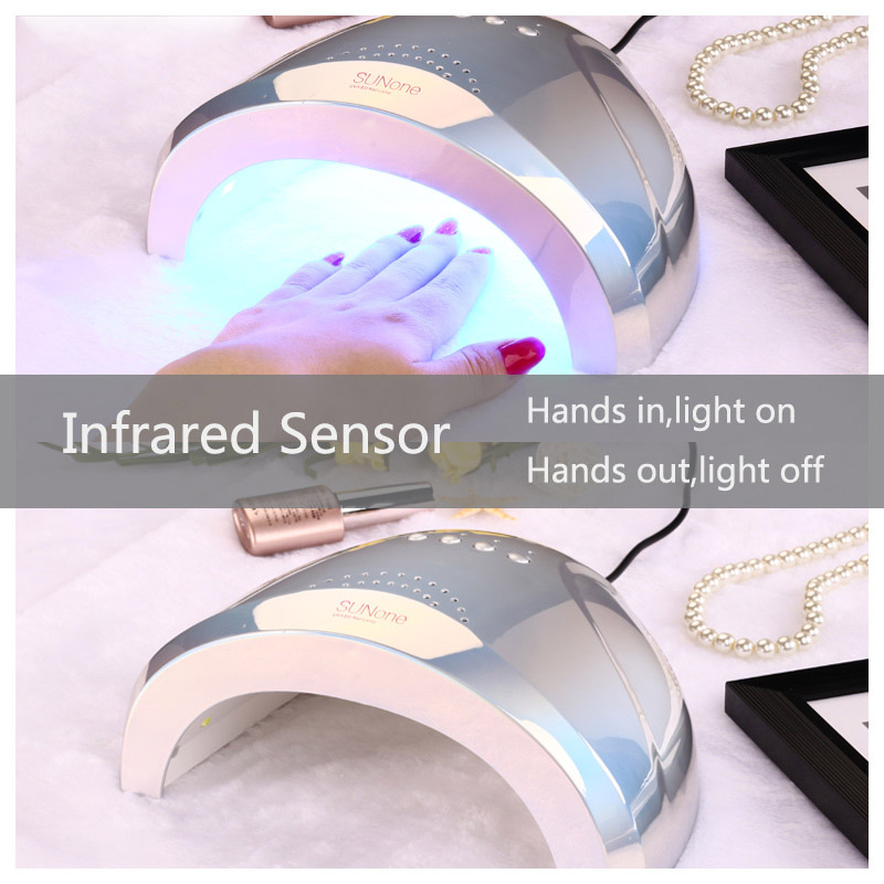 

48W UV LED Nail Lamp Suitable For All Gel Varnish With Infrared Sensing 5/30/60s Timer Smart Fast Drying Nail Manicure Machine, Color sun1-silver