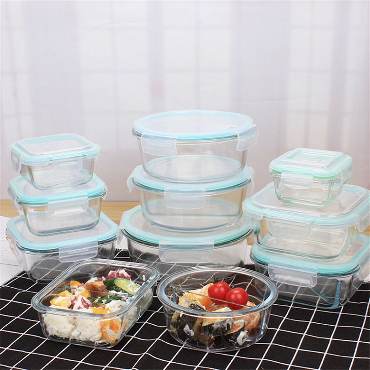 

1040ml Glass Food Storage Container with Lids Glass Meal Prep Containers Airtight Glass Lunch Bento Boxes BPA Free & Leak Proof, Green