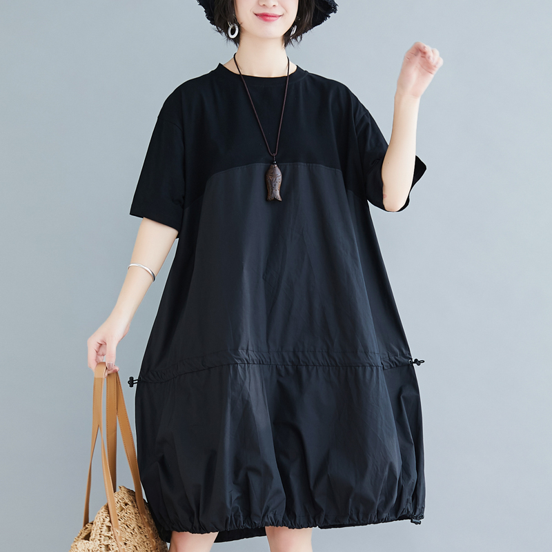 

2020 New Arrive Summer Maternity Dress Woman Loose Version Large Size Dresses Pregnant Woman Clothing MD-02406, Black