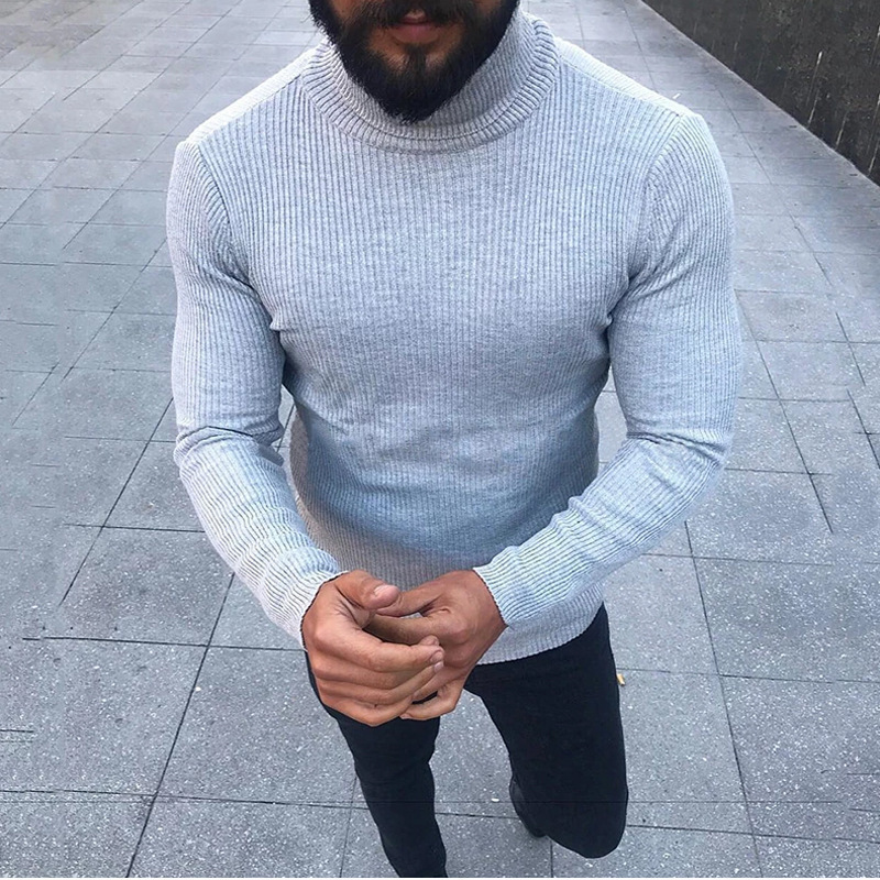 

2020 Autumn Winter Men's Sweater Men'S Turtleneck Solid Color Casual Sweater Men Slim Fit Brand Knitted Pullovers Men Clothes, Wine red