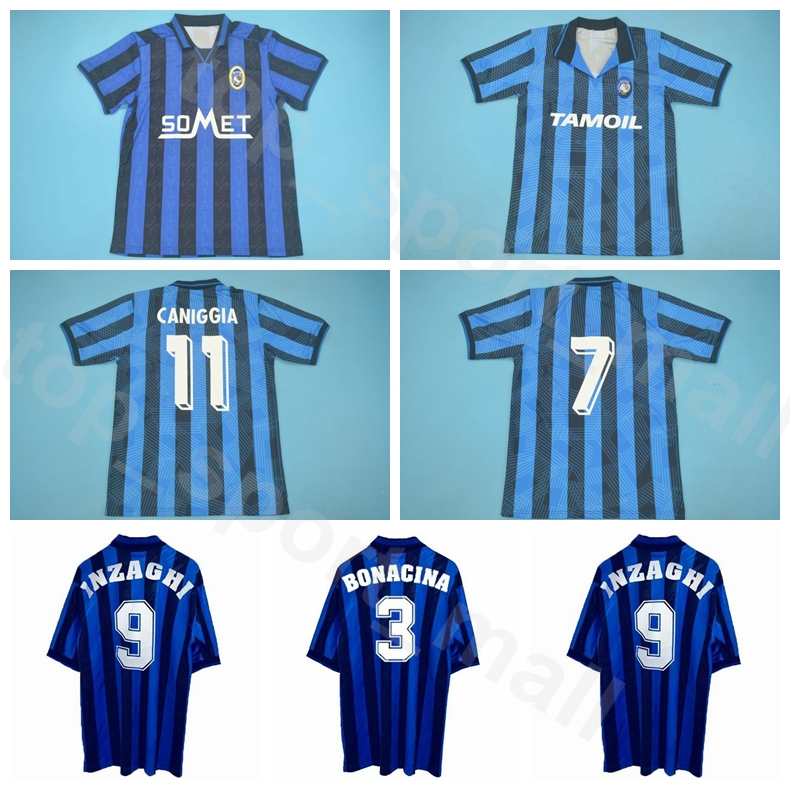 

1991 1993 1996 1997 Atalanta Retro Jersey Soccer 3 BONACINA 11 CANIGGIA 9 INZAGHI 15 SGRO INZAGHI FORTUNATO STROMBERG Football Shirt Kits, Blue