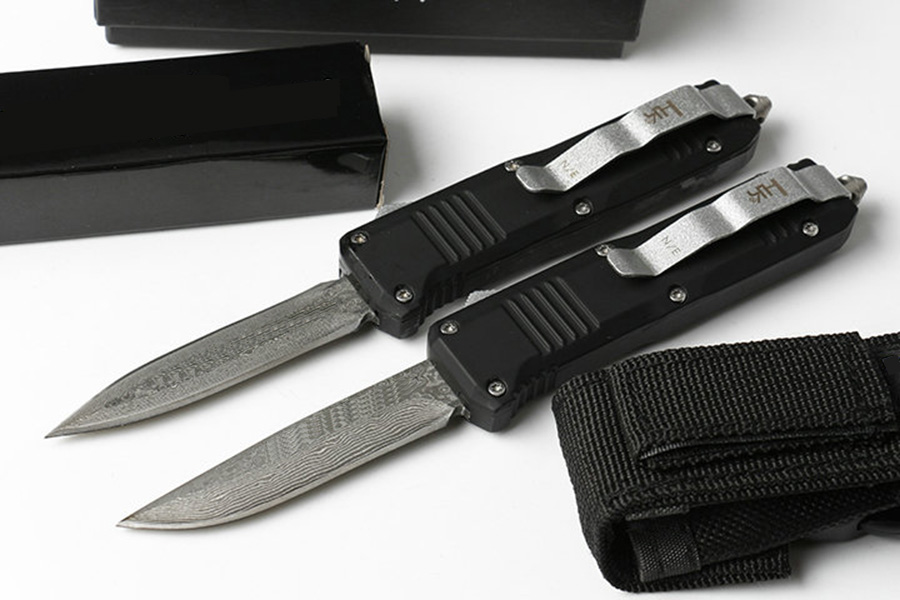Bench Mini Damascus Automatic knife double Action Tactical knife outdoor EDC self defense practical rescue pocket knife BM 3300 3350 C07 A16-image-558671918
