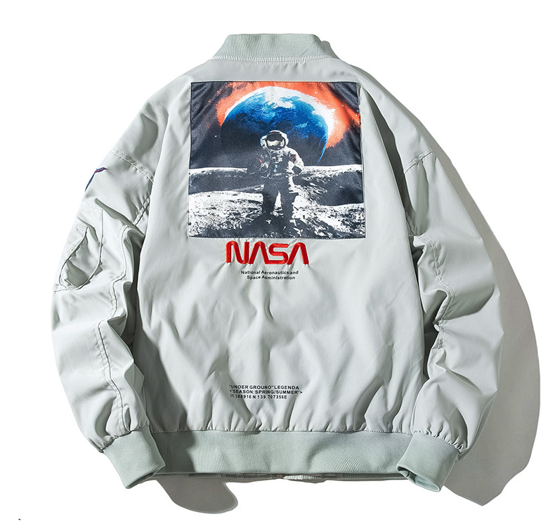 

Designer NASA Jacket Clothing Flight Pilot men jackets Bomber Windbreaker winter warm Thick Baseball coat hip hop treetwear autumn plus size, Gray-regular