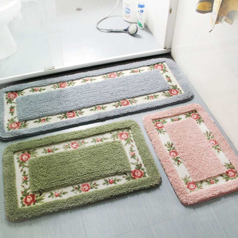 

Pastoral Style Bath Mat Multi -Sizes Bathroom Kitchen Carpets Set Anti-slip Doormat Shower Room Rugs Floor Decor Toilet Carpets