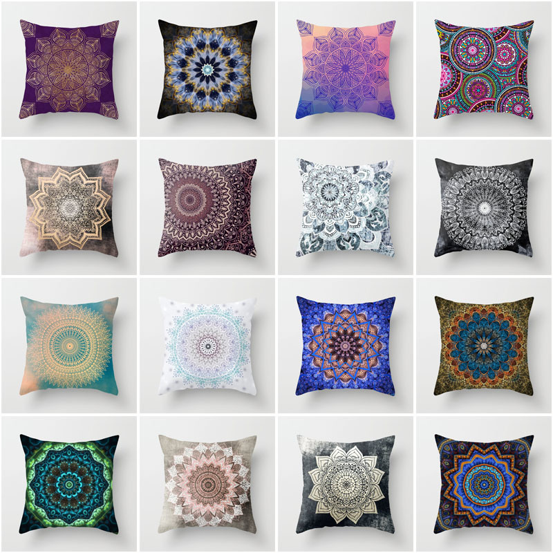 

New mandala series ethnic style theme polyester home decoration sofa pillowcase bedding pillow cover 45*45cm cushion cover, 19