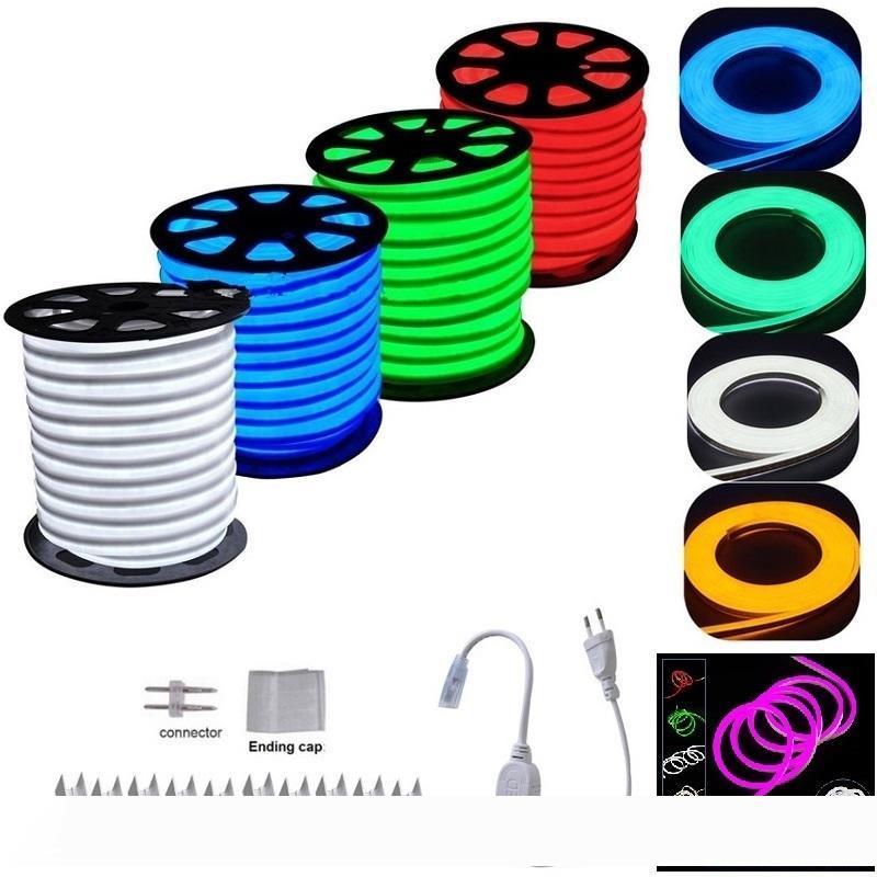 

DHL Neon LED Strip Flex Rope Light Waterproof IP68 Mini LED Tape 220V 110V TV Dimmer Flexible Ribbon For Outdoor Lighting